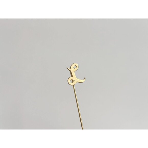 Letter "L" Scripted Monogrammed Vintage Gold Colored Stick Pin - Picture 2 of 8